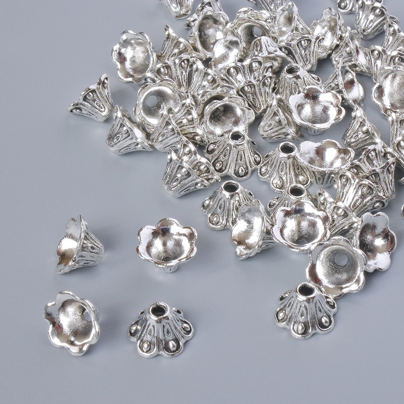 Finishing cap, 8x5 mm diameter, bore 1.7 mm, pack 20 g ±, silver-colour metal