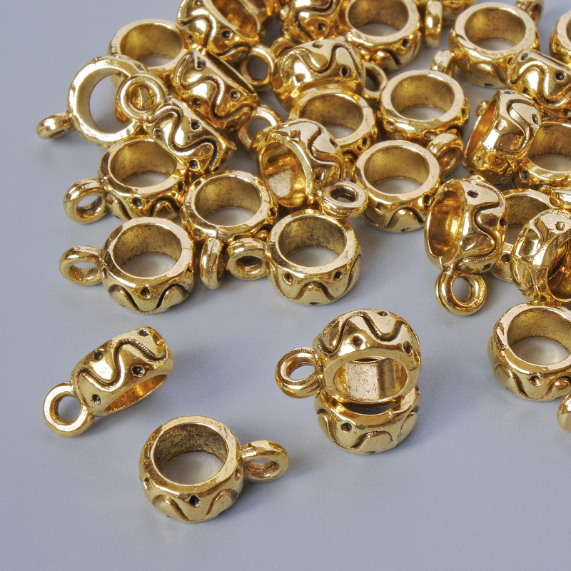 Bail Bead Bail Clasp, diameter 3.5x7.5mm, hole diameter 1.7mm, length 10mm, packaging 41 pcs ± 20g, gold-toned metal
