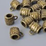 Bead Bail Holder, diameter 8x6mm, hole diameter 1.7mm and 4mm, length 10mm, packaged 18 pcs ± bronze colour metal