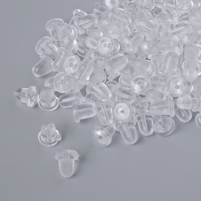 Silicone Earring Back, White, Pack 10g (170+ pieces)