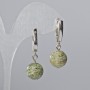 Earrings Serpentine natural stone smooth bead, diameter 14mm±, length 34mm±, with English clasp
