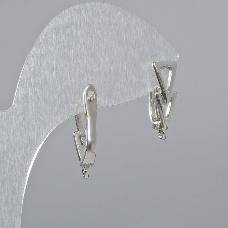 Earrings findings, silver-colour metal, 18×12×5.5 mm, 5 mm, 1 pair