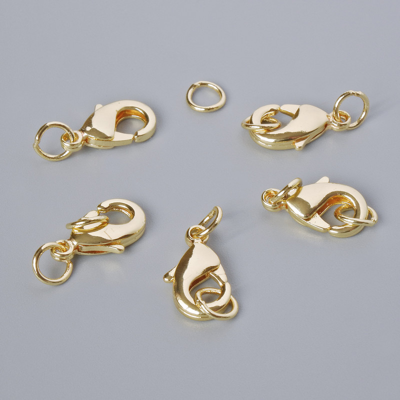 Clasp Lobster, diameter 12x6mm, gold-colour metal