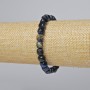Blue Tiger's Eye Bracelet - Natural Stone, Faceted Cubic Beads, 7mm diameter, 18cm length (stretch)