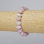 Kunzite Bracelet, natural stone, faceted rondelle, 10x7mm, approx. 18cm length, stretch band with metal inserts