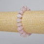 Bracelet Pink Quartz natural stone faceted rondelle, diameter 10×7mm±, length 18cm± (stretch) with metal inserts