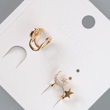 Kaf Xuping with White Rhinestones, 18K Gold Plating, 8.5×14mm±