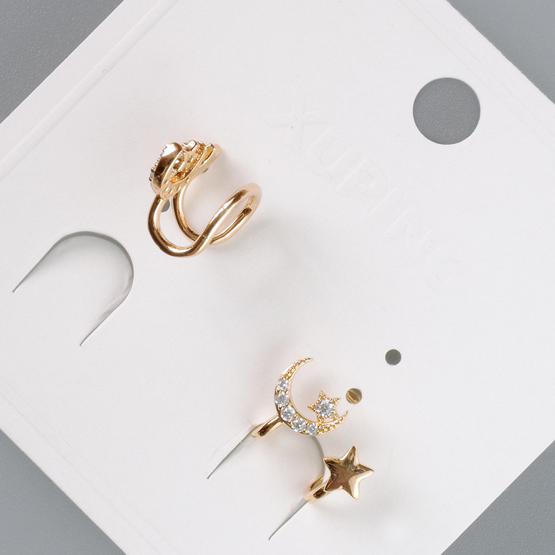 Kaf Xuping with White Rhinestones, 18K Gold Plating, 8.5×14mm±
