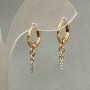 Xuping Earrings with White Crystals, 7x2mm± diameter, 23mm± length, 18K Gold Plated