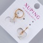 Earrings 'Cross' Xuping with white crystals, diameter 7.5×6mm, length 23mm, 18K gold-plated