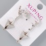 Xuping stud earrings with white crystals, diameter 24×10mm, 11×7.5mm approx, length 40mm approx, rhodium-plated