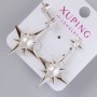 Stud Earrings "Star" Xuping with White Crystal and Bead, 30x24.5 mm diameter, 5 mm +/-, length 39 mm +/-, Rhodium-plated