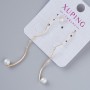 Earrings Xuping with White Pearl Bead, 18K Gold Plated, Ø 5.5 mm, length 35 mm ±, no clasp