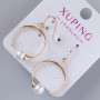 Xuping Earrings with White Crystals and Mallorca Pearl Bead, Diameter 25×19, 5mm, Length 37mm±, No Clasp, 18K Gold Plated