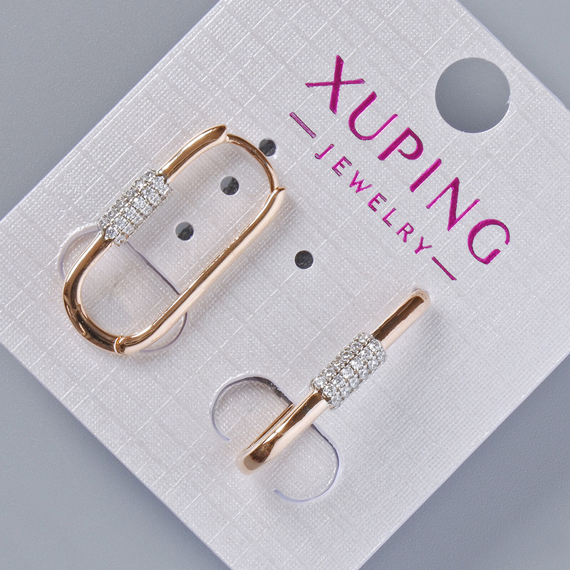 Xuping Earrings with White Rhinestones, 24×3.5mm± diameter, 18K Gold Plating