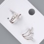 Earrings "Lightning" Xuping with white rhinestones, diameter 16x16mm, no clasp, rhodium-plated