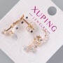 Stud Earrings "Moon and Star" Xuping with White Crystals, 11x8 mm diameter, 22 mm long, 18K Gold Plated