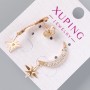 Stud Earrings "Moon and Star" Xuping with White Crystals, diameter 19x3.5mm, 10mm length 30mm±, 18K Gold Plated