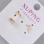 Earrings 'Twig' Xuping with White Rhinestones, 9×5 mm ± diameter, 18K Gold Plated