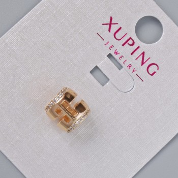 Xuping Bead with White Crystals, diameter 8.5×8.5 mm, hole 4.7 mm, 18K gold plating