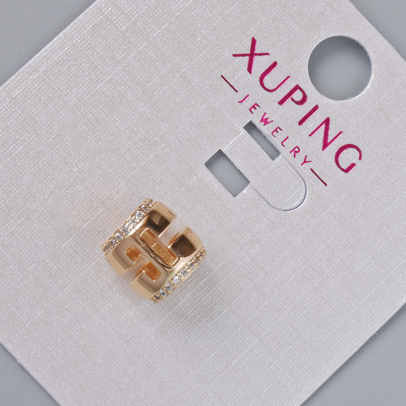 Xuping Bead with White Crystals, diameter 8.5×8.5 mm, hole 4.7 mm, 18K gold plating