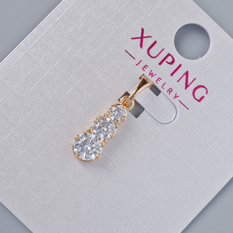 Xuping Pendant with White Crystals, 15x6mm diameter + -, 20mm length, 18K Gold Plated