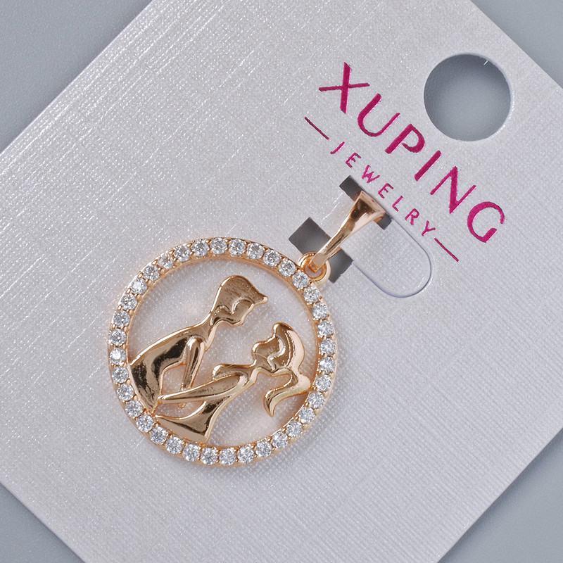 Pendant "Loving Couple" Xuping with white rhinestones, diameter 20x18mm+ -, length 25mm+- plated 18K