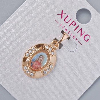 Pendant "Icon" Xuping with white rhinestones, diameter 20×13mm ±, length 24mm ±, 18K gold plating