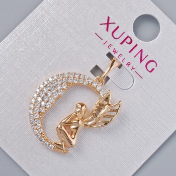 Pendant 'Fairy' Xuping with white crystals, diameter 21.5×18.5 mm, 5mm+ -, length 27mm+ -, 18K gold plated