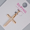 Pendant “Cross” Xuping with white crystals, diameter 27×18mm+ -, length 32mm+- 18K gold plating