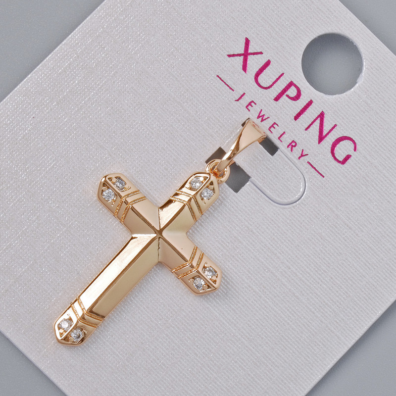 Pendant "Cross" Xuping with white crystals, 26.5×17×5 mm + -, length 31 mm ± 18K gold plating