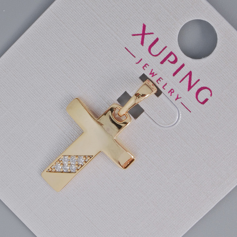 Pendant “Cross” Xuping with white crystals, diameter 20×16mm+, length 25mm+ gold plated 18K