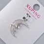Pendant "Moon" Xuping with white crystals, diameter 19x14mm±, length 25mm± rhodium