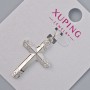 Pendant “Cross” Xuping with White Rhinestones, 26.5×17.5 mm diameter, 32 mm length, rhodium