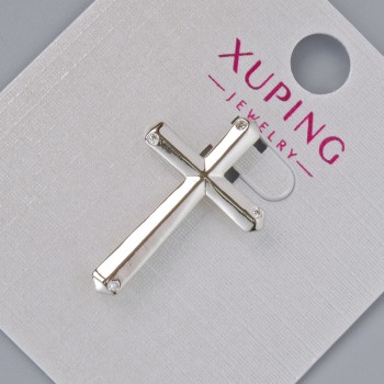 Cross Pendant Xuping rhodium plated with white crystals, diameter 26×17, 5mm+ -, length 33mm+-