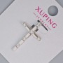 Pendant “Cross” Xuping with white rhinestones, diameter 27×16, 5mm± rhodium