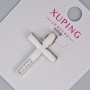 Pendant Cross Xuping with white rhinestones, diameter 27×17.5 mm, 5 mm ± rhodium