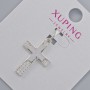 Pendant "Cross" Xuping with white crystals, diameter 22×15mm±, length 27mm± rhodium