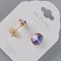 Earrings 'Push-Back' Xuping with Swarovski crystals, colour-changing purple and blue hologram, 10 mm diameter, 18K gold plated