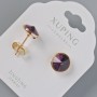 Earrings, Xuping studs with Swarovski crystals, burgundy colour, 10mm diameter, 18K gold plated
