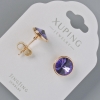 Xuping Stud Earrings with Swarovski Crystals in Violet, 10mm Diameter, 18K Gold Plated