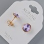 Earrings studs Xuping with Swarovski crystals, lilac colour, 10mm diameter, 18K gold plating