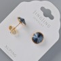 Xuping Stud Earrings with Swarovski Crystals, blue color, 10mm diameter, 18k gold plating