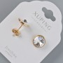 Earrings, stud Xuping with Swarovski crystals, white, 10mm diameter, 18K gold plating