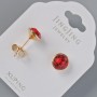 Xuping Crystal Stud Earrings with Swarovski Crystals Red Colour, 9mm Diameter, 18K Gold Plated