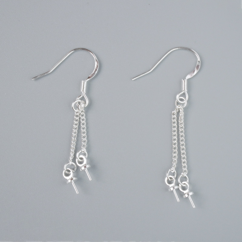 Earring posts in silver-colour metal, length 40mm pair