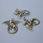 Pendant Finding "Dragon", diameter 43x45, 5mm, hole diameter 2.8mm, pack 1pc, bronze metal colour