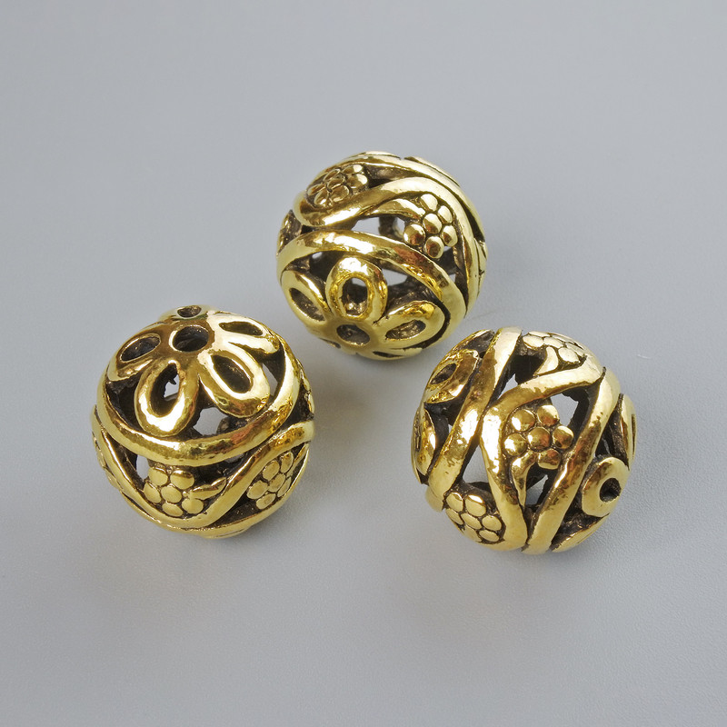 Bead findings insert, diameter 14mm, bore diameter 2.1mm, packaged 3 pcs ±, gold-tone metal