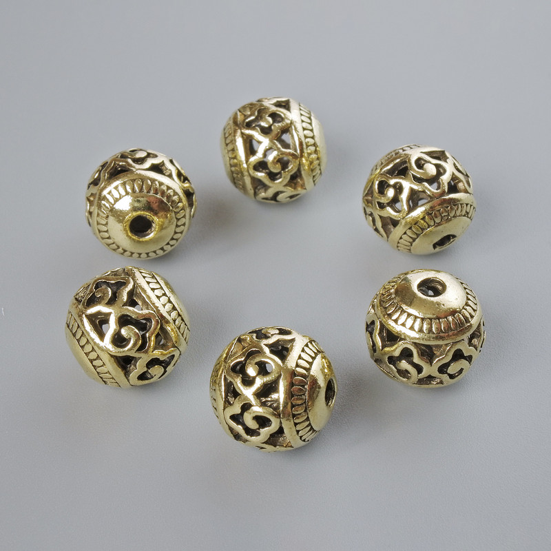 Bead Findings Insert, diameter 10.5×11mm, bore diameter 2mm, packaging 6 pcs ±, light-gold metal colour