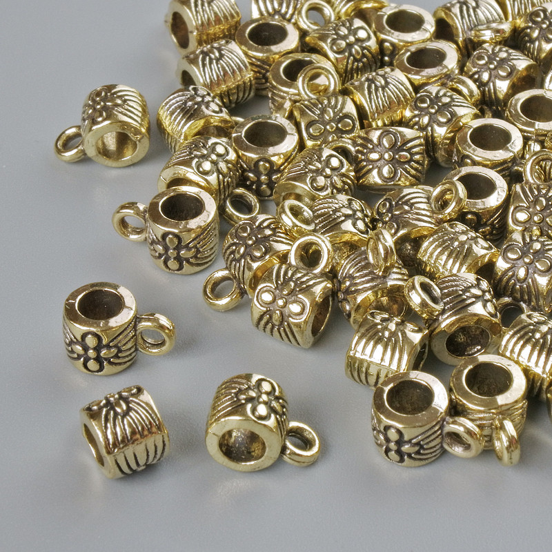 Bezel Bail Clasp, 4x5mm diameter, hole diameter 1.4mm, 2.7mm, length 7.5mm, pack 60pcs ± 20g ± light gold colour metal